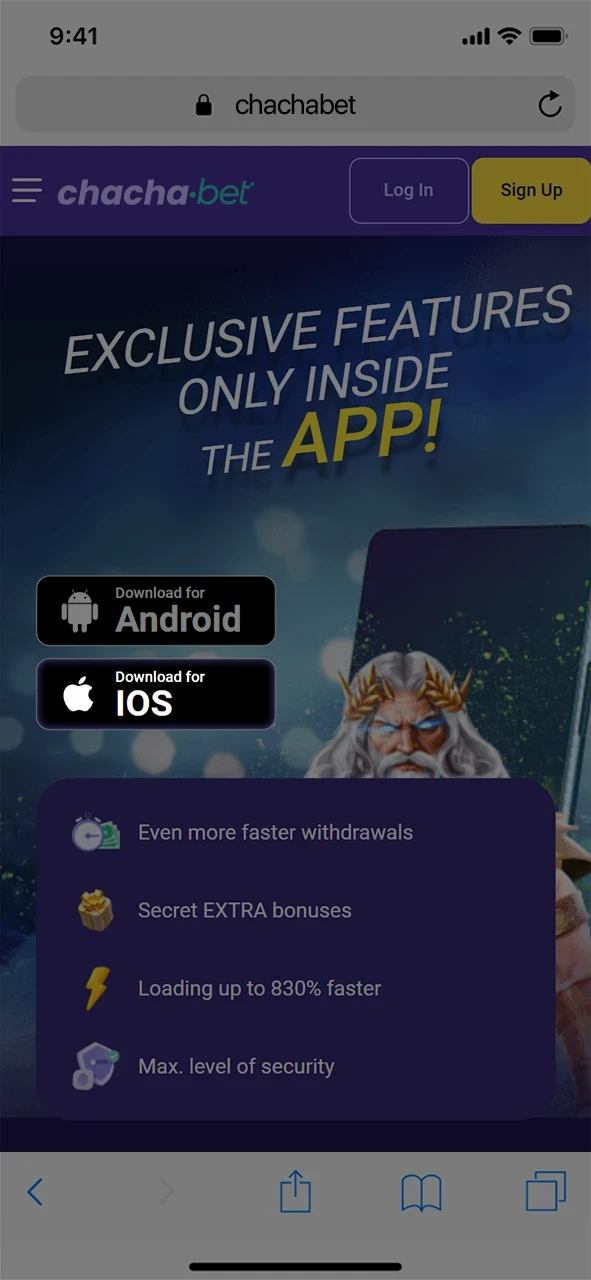 Tik op de knop om de Chachabet app bij te werken op iOS.