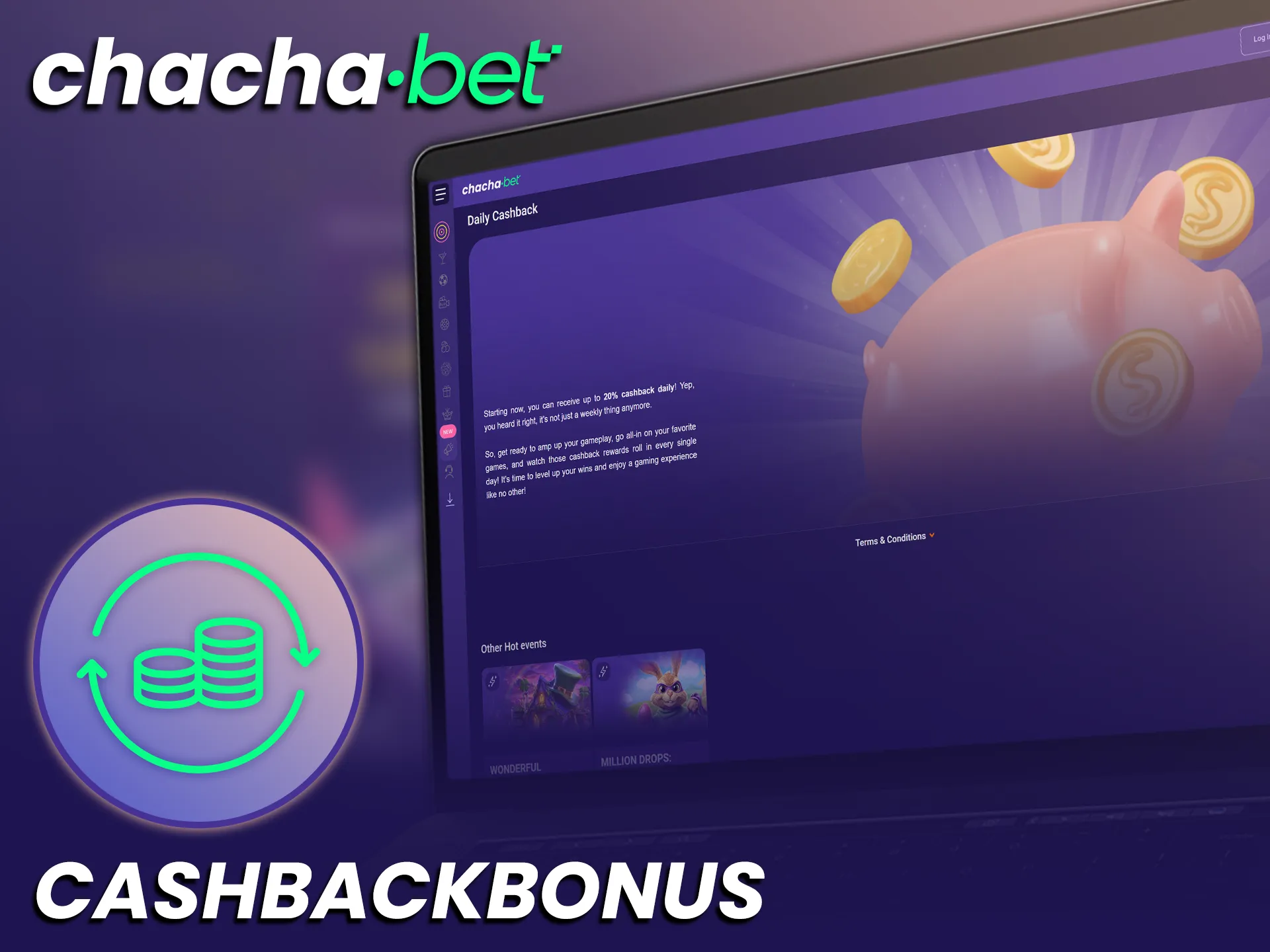 Beperk je verliezen en claim een wekelijkse casino cashbackbonus bij ChachaBet Official.