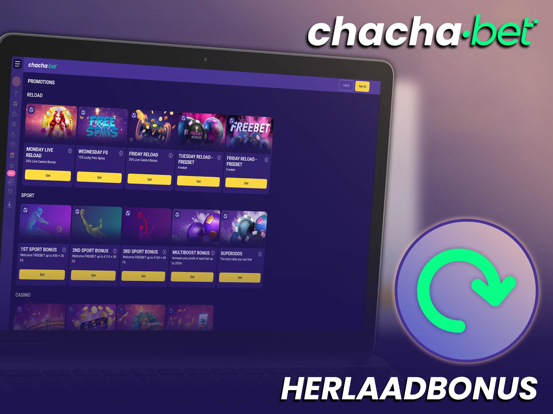 Waardeer je saldo op en pak een royale herlaadbonus bij ChachaBet voor extra bonusplezier.