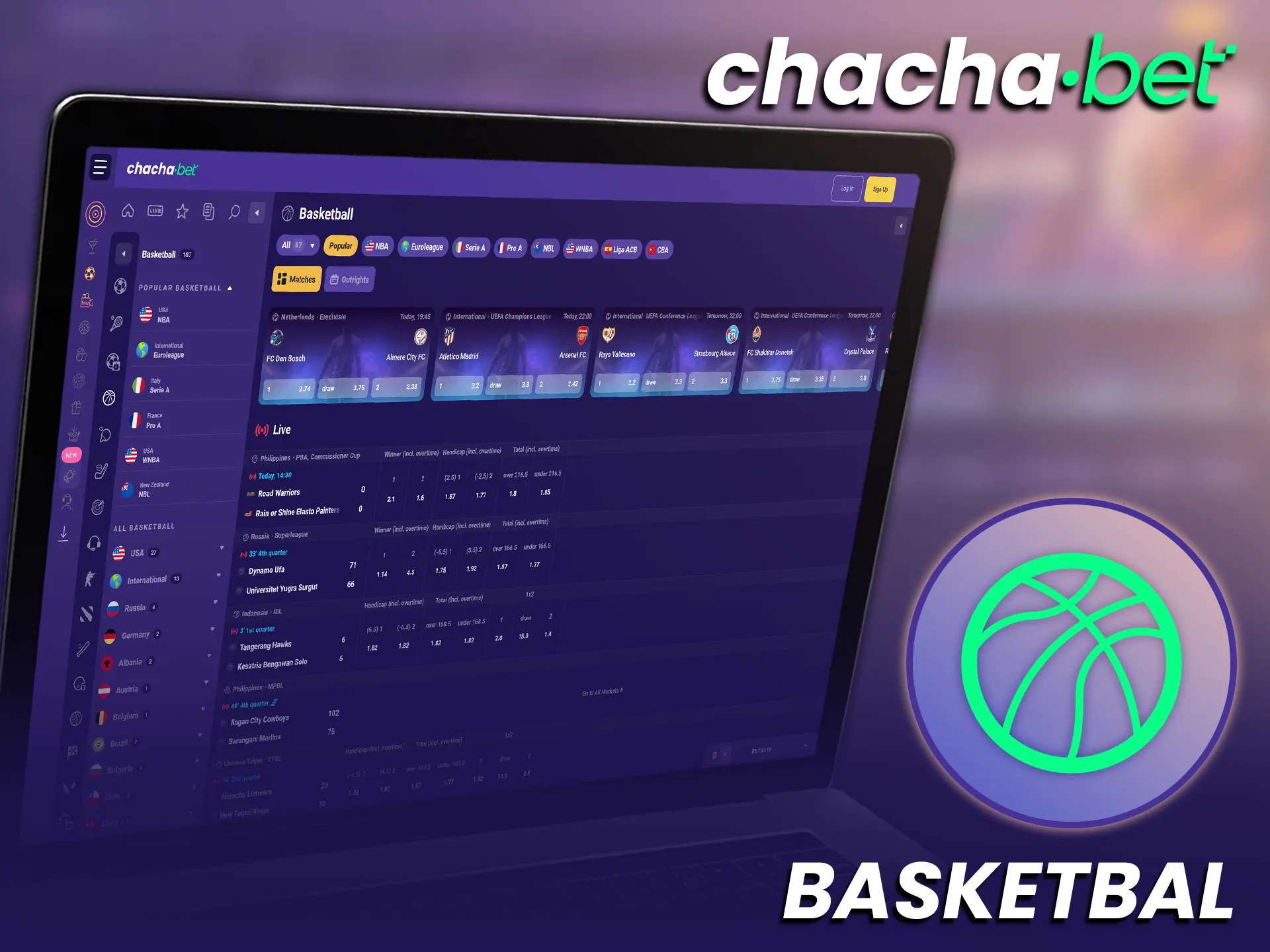 Speel op basketbal wedstrijden via ChachaBet voor een spannende sporten ervaring.