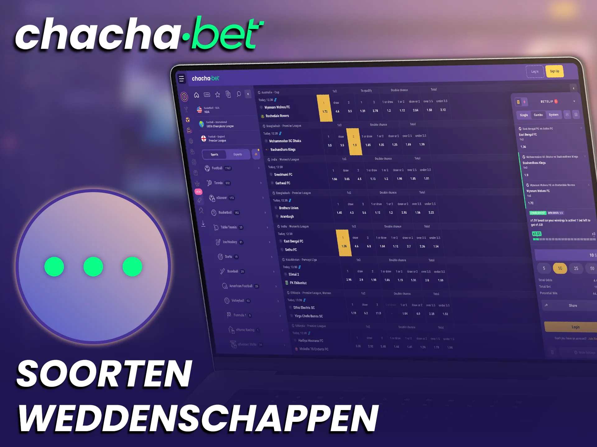 Leer alles over de verschillende soorten sporten weddenschappen bij ChachaBet.