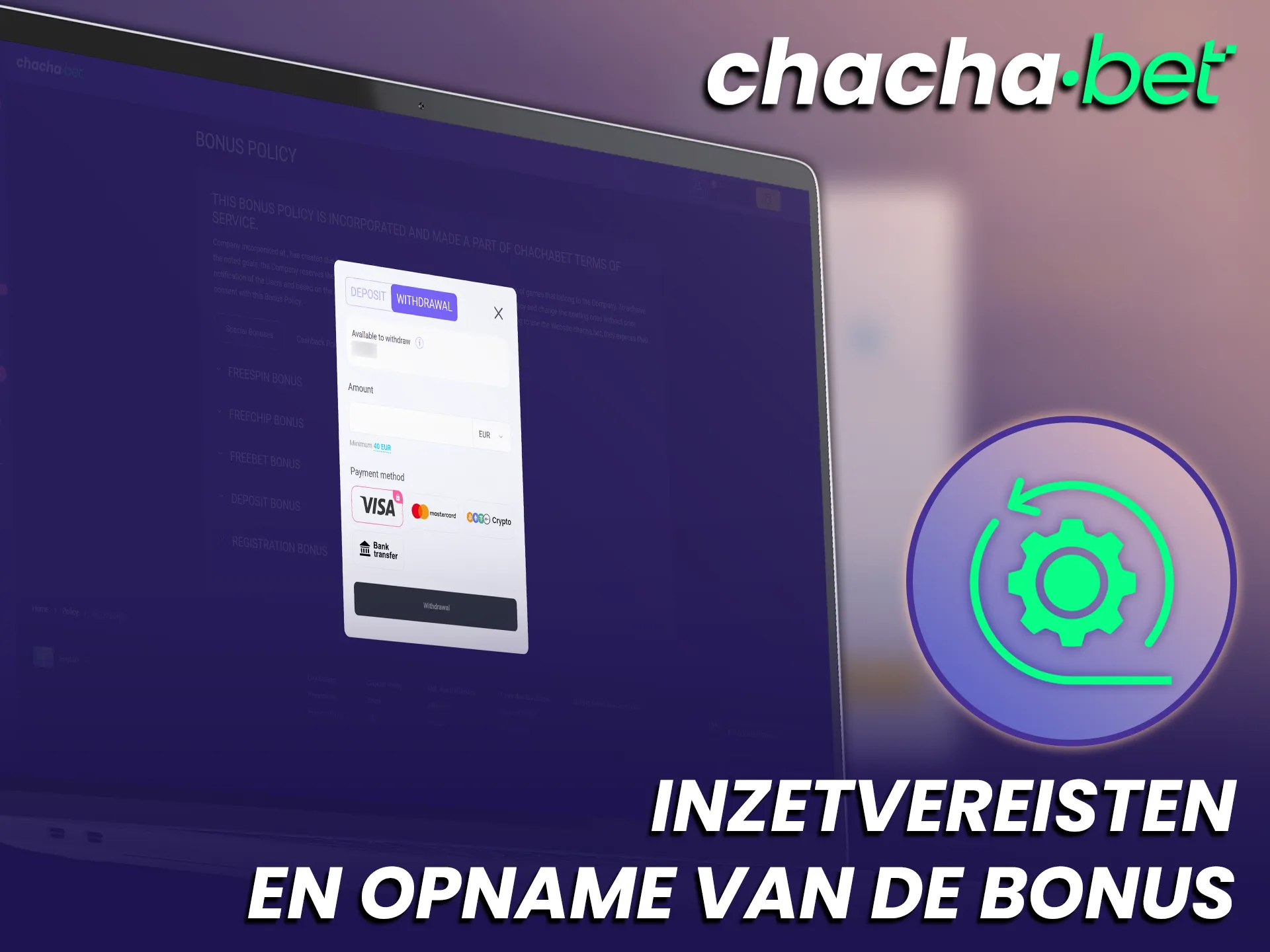 Voldoe aan de inzetvereisten om je winsten uit de ChachaBet welkomstbonus succesvol op te nemen.