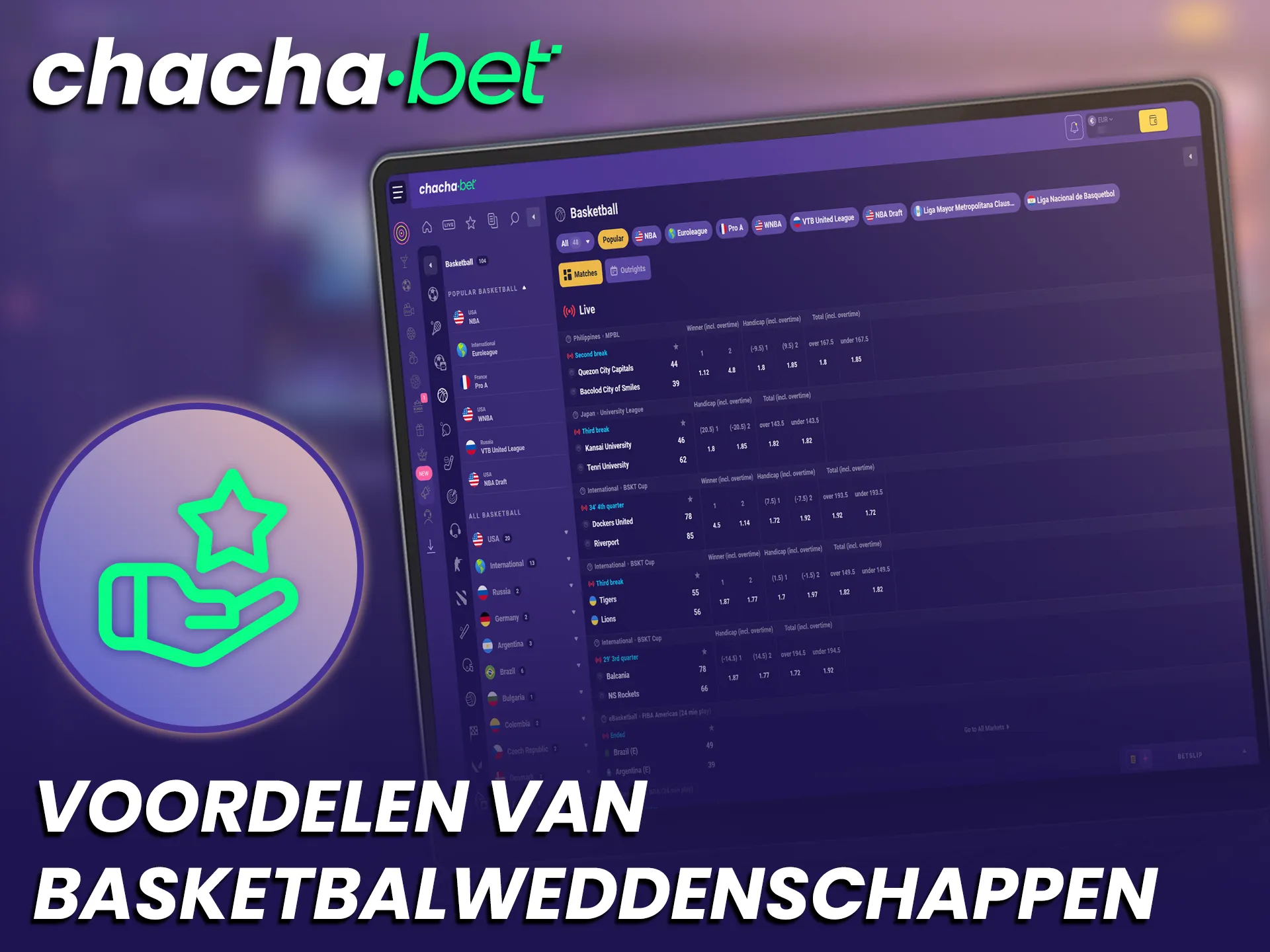 Ervaar de unieke voordelen van Basketbalweddenschappen bij de Official Chachabet site.