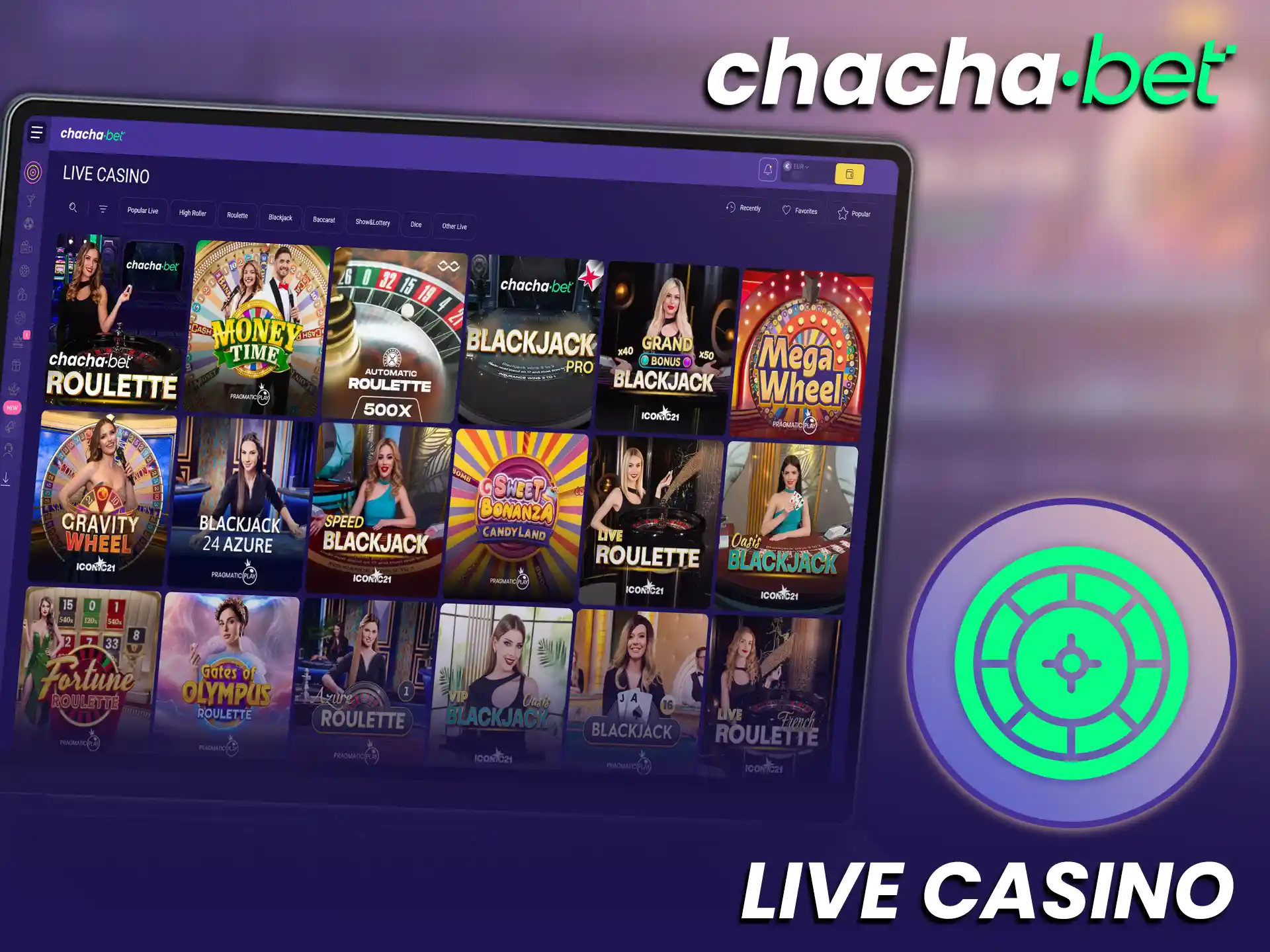 Bezoek het ChachaBet Live Casino voor een realistische spelervaring met echte dealers.
