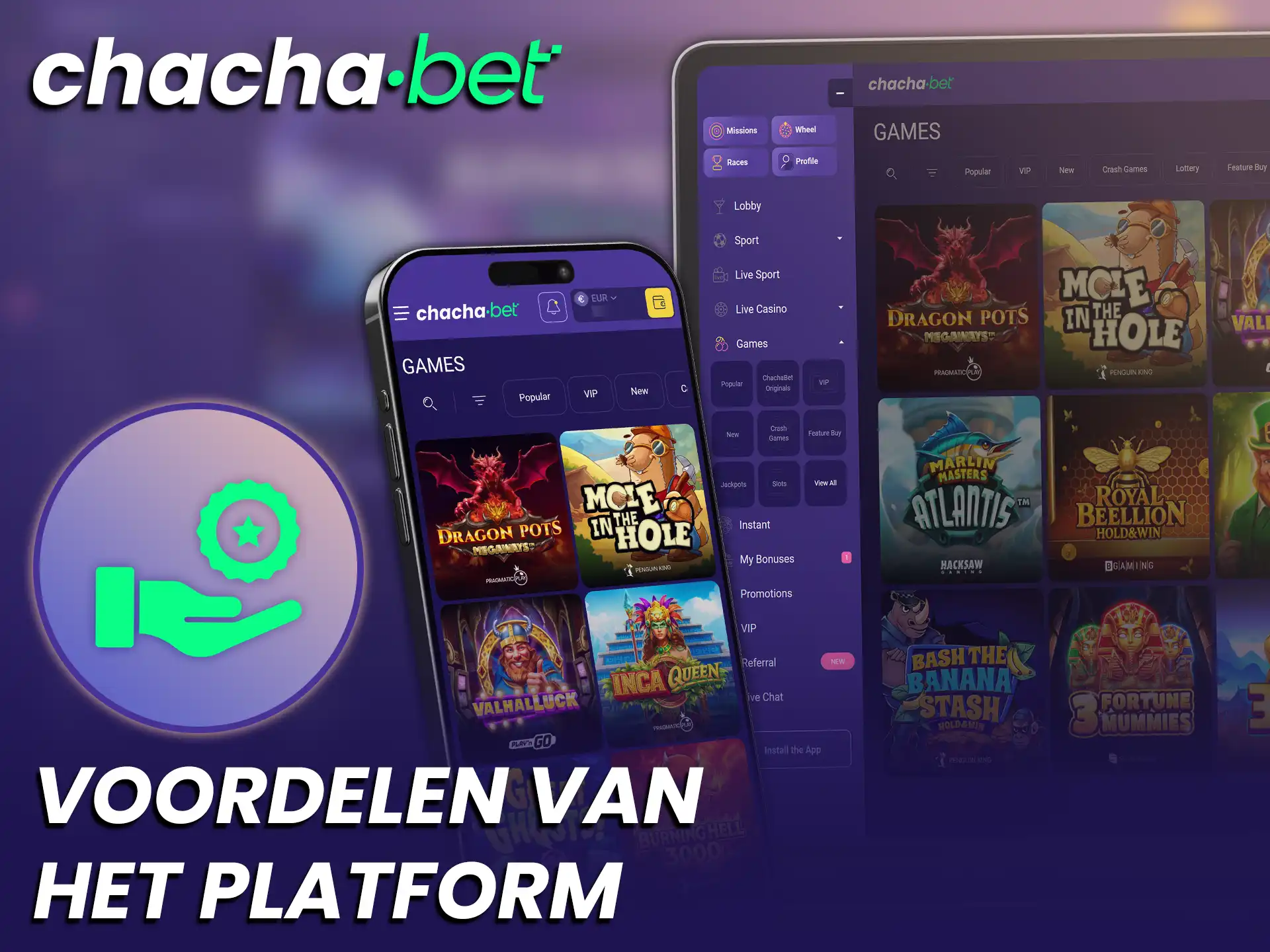 Profiteer van alle unieke voordelen van het ChachaBet platform en speel je favoriete Casino games.
