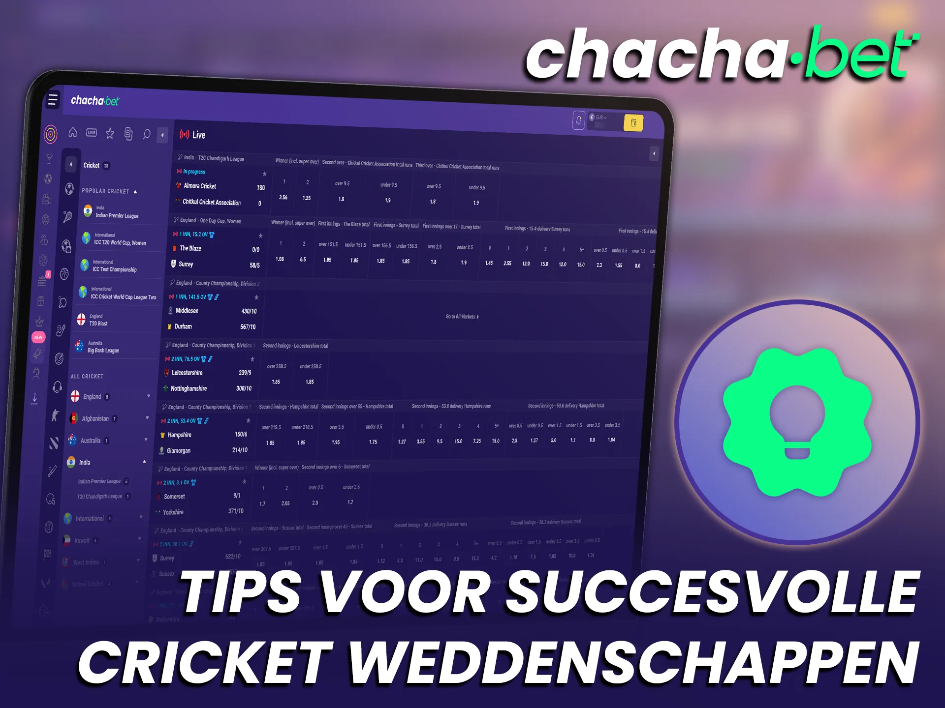 Volg deze tips bij Chachabet om succesvolle Cricket weddenschappen te plaatsen.