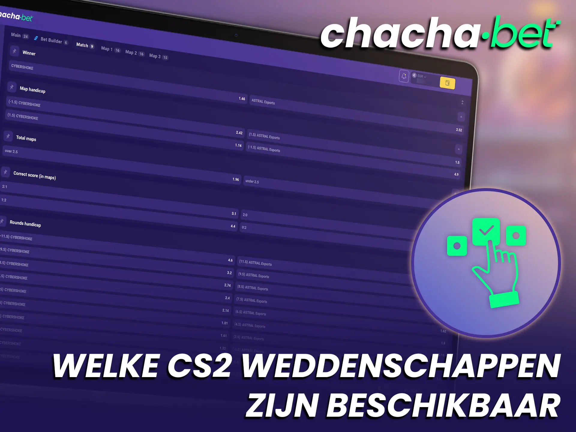 Ontdek de uitgebreide lijst met beschikbare CS2 weddenschappen op ChachaBet.