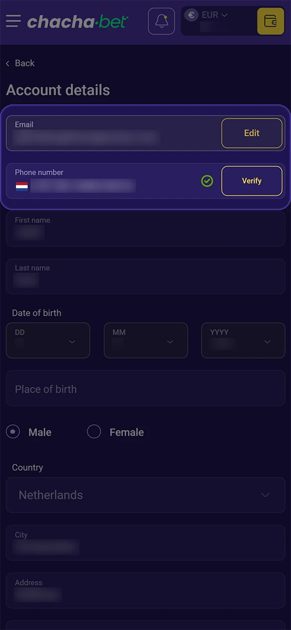 Verifieer je profiel om veilig geld op te nemen na het Dota 2 spelen bij ChachaBet.