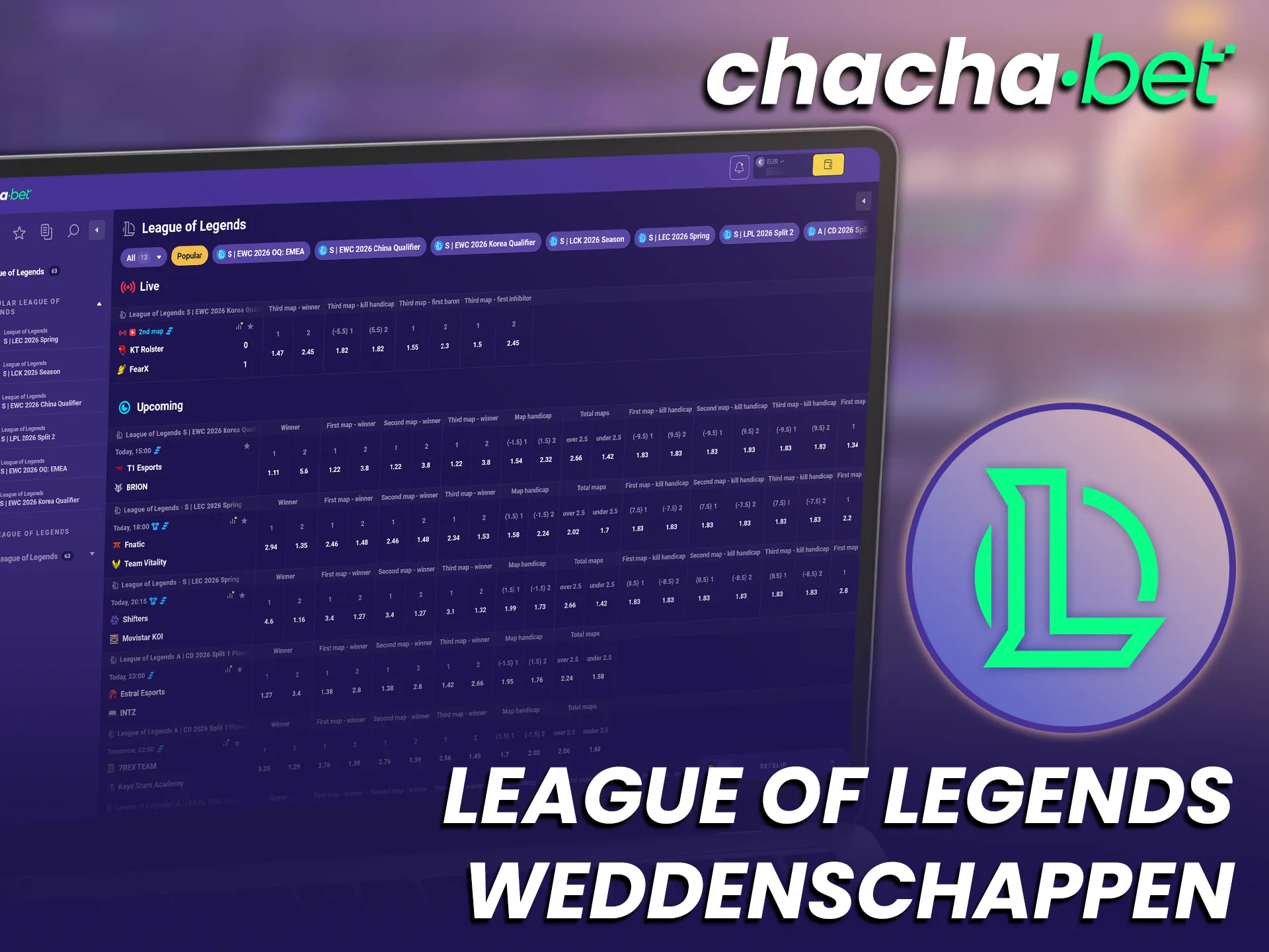 Begin met wedden op League of Legends competities voor maximale winst bij ChachaBet.