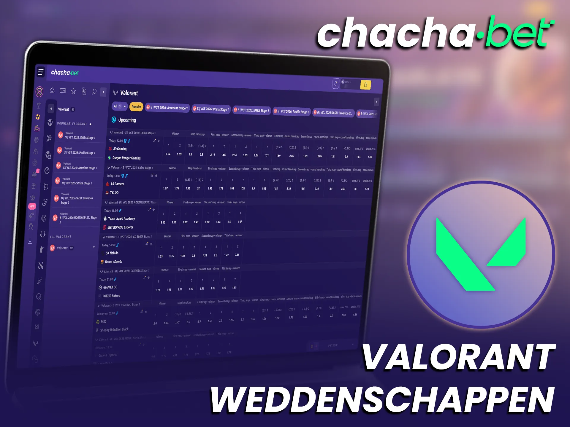 Wed op de nieuwste Valorant toernooien en grijp je kans bij ChachaBet.