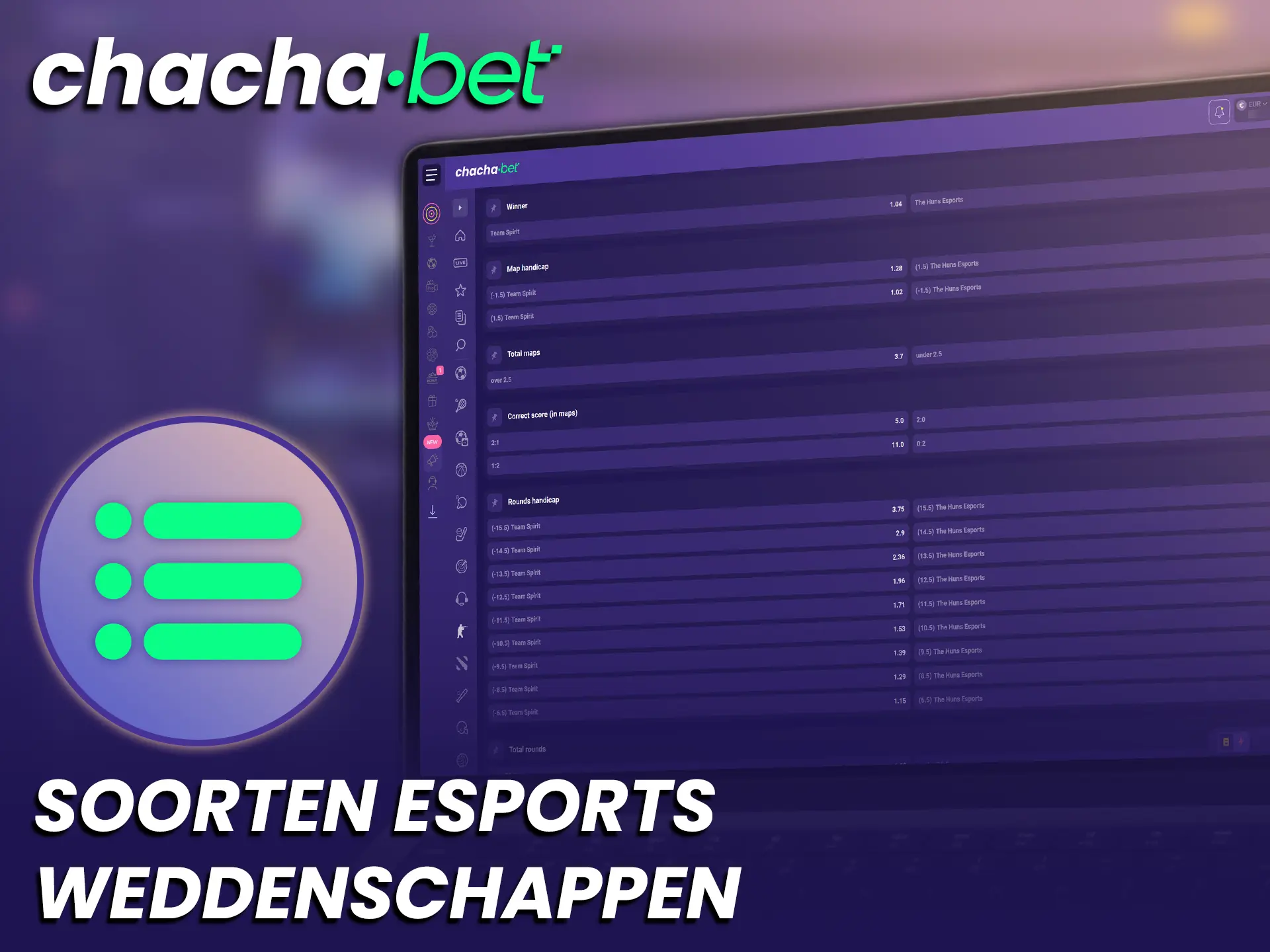 Bekijk alle beschikbare soorten esports weddenschappen en begin vandaag bij ChachaBet.