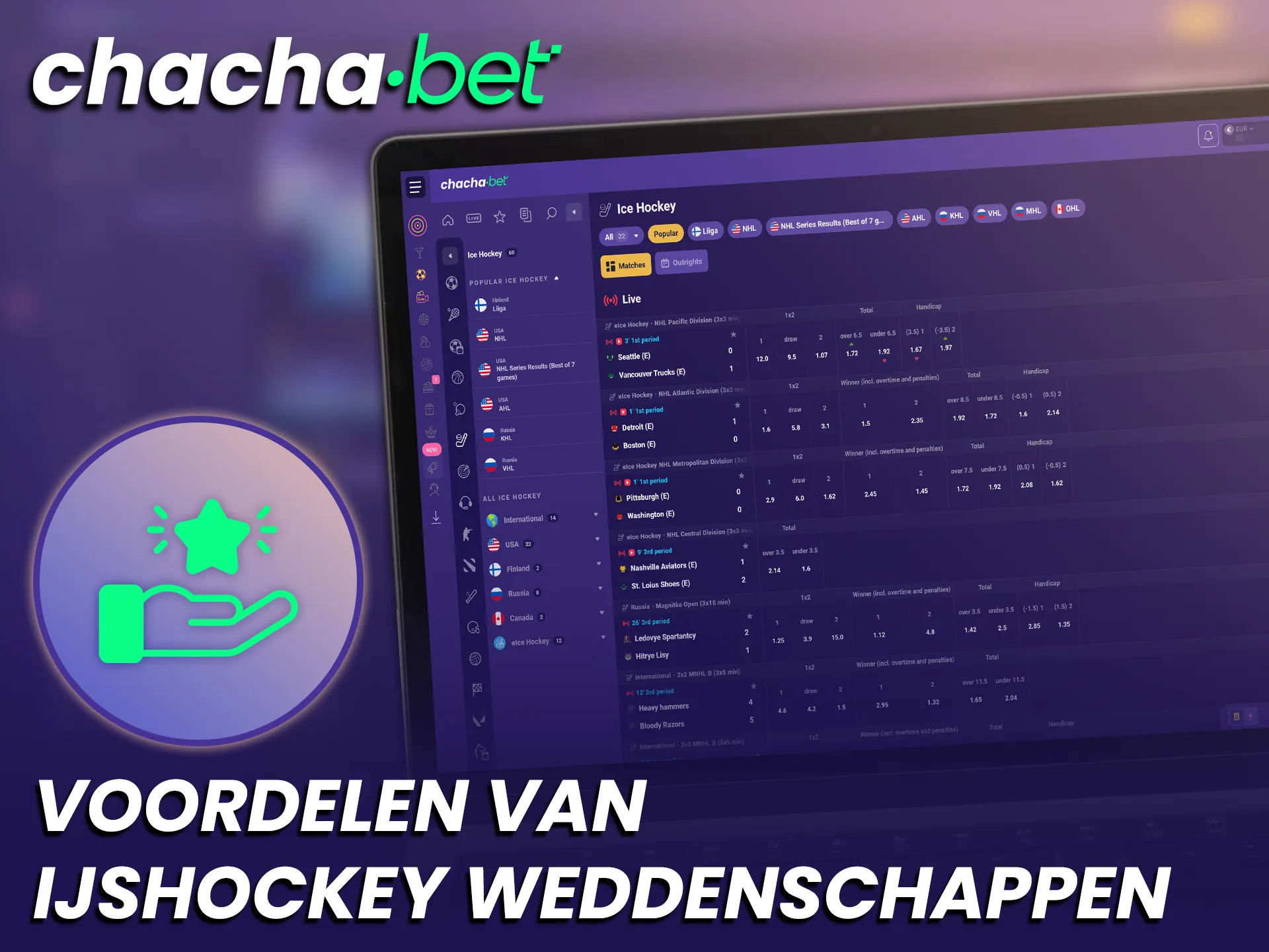 Profiteer van de exclusieve voordelen van IJshockey weddenschappen bij Official Chachabet.