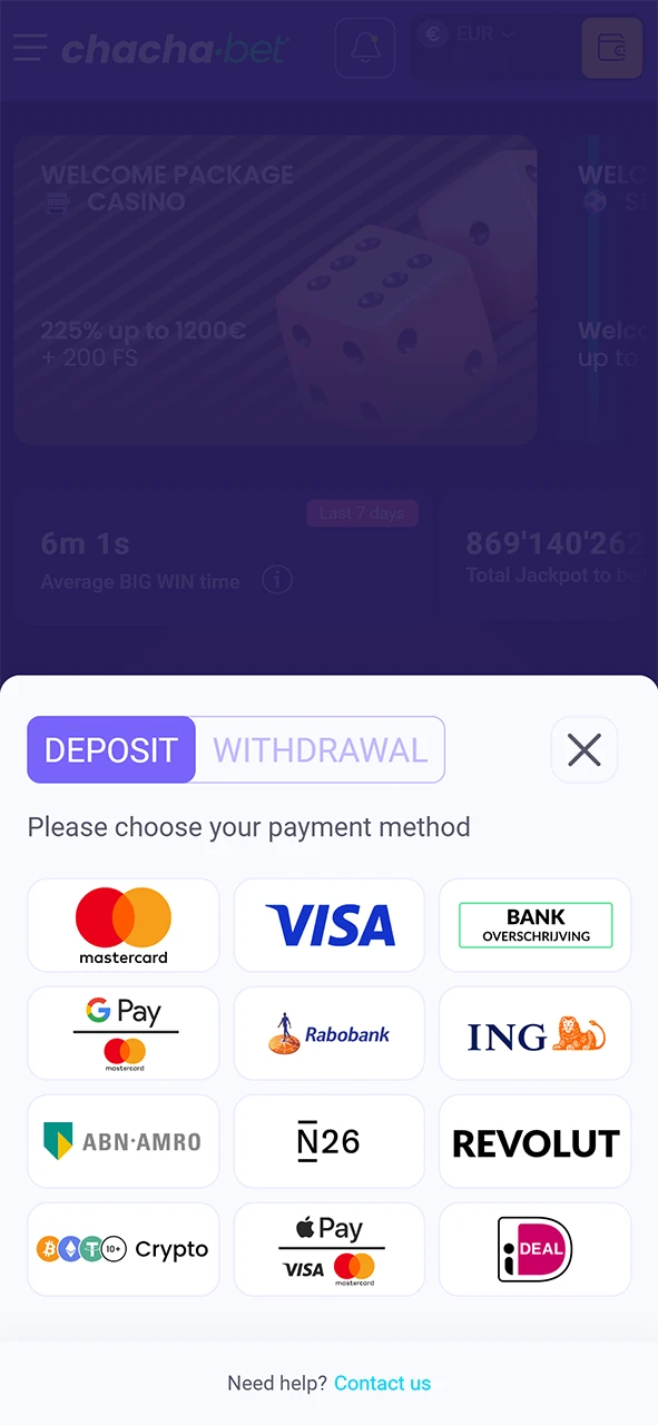 Stort veilig geld op je persoonlijke account voor hoe wedden bij ChachaBet.
