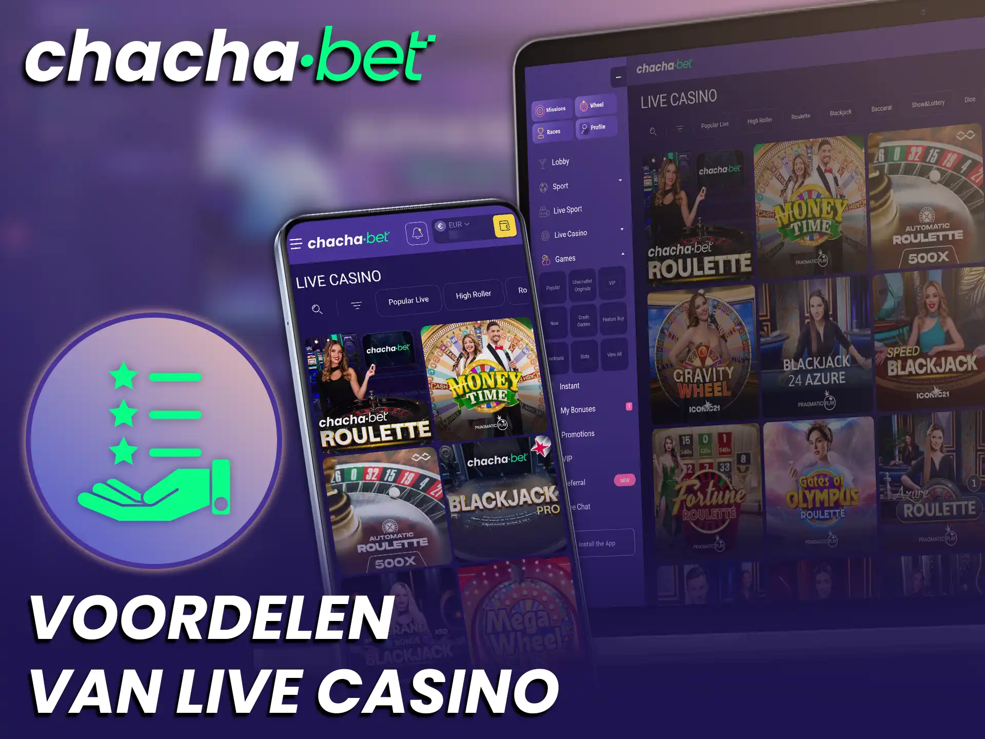 Ontdek alle voordelen van het Live Casino en speel met echte dealers bij ChachaBet.