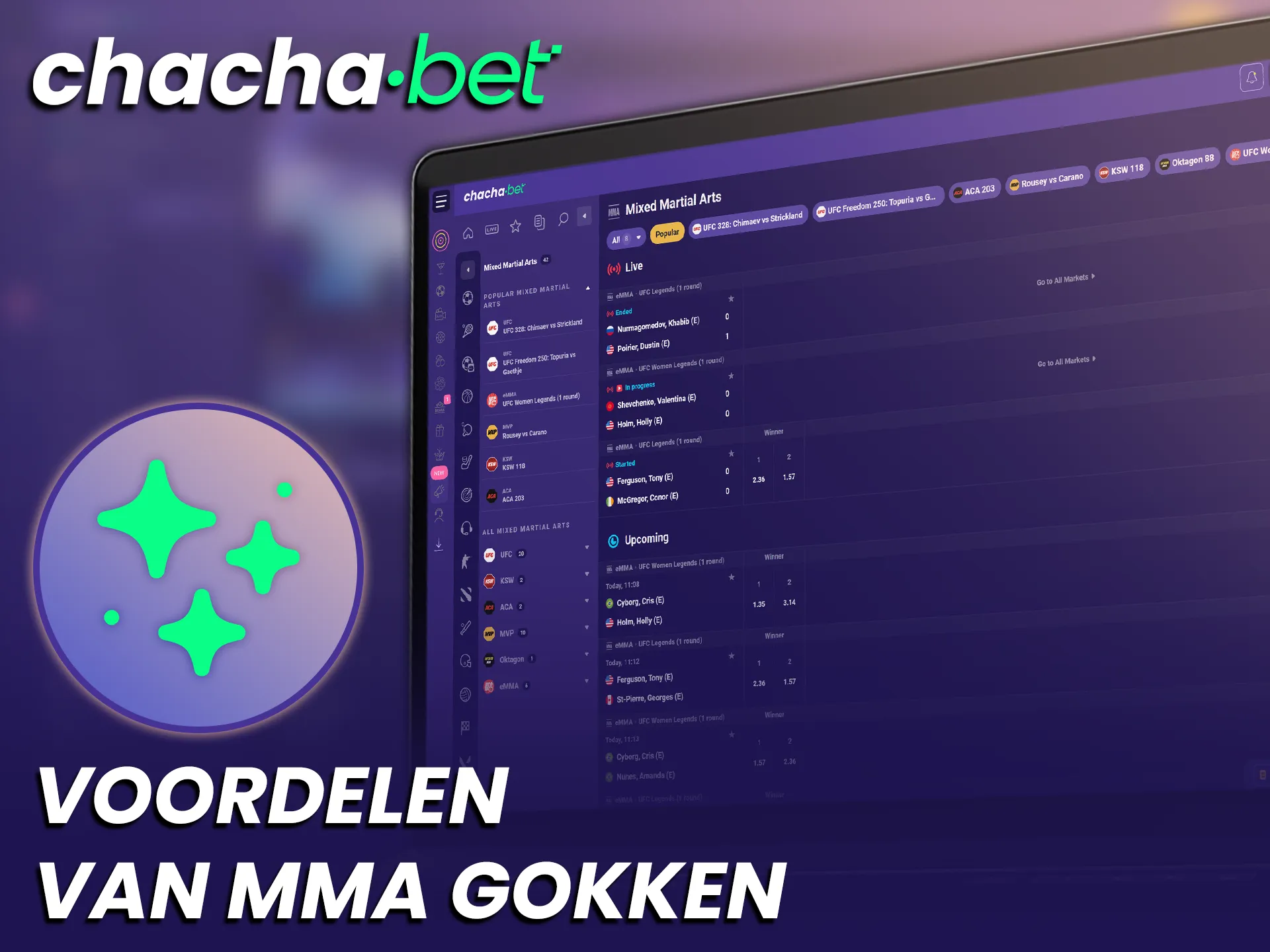Ontdek de vele voordelen van MMA gokken bij de Official Chachabet website.