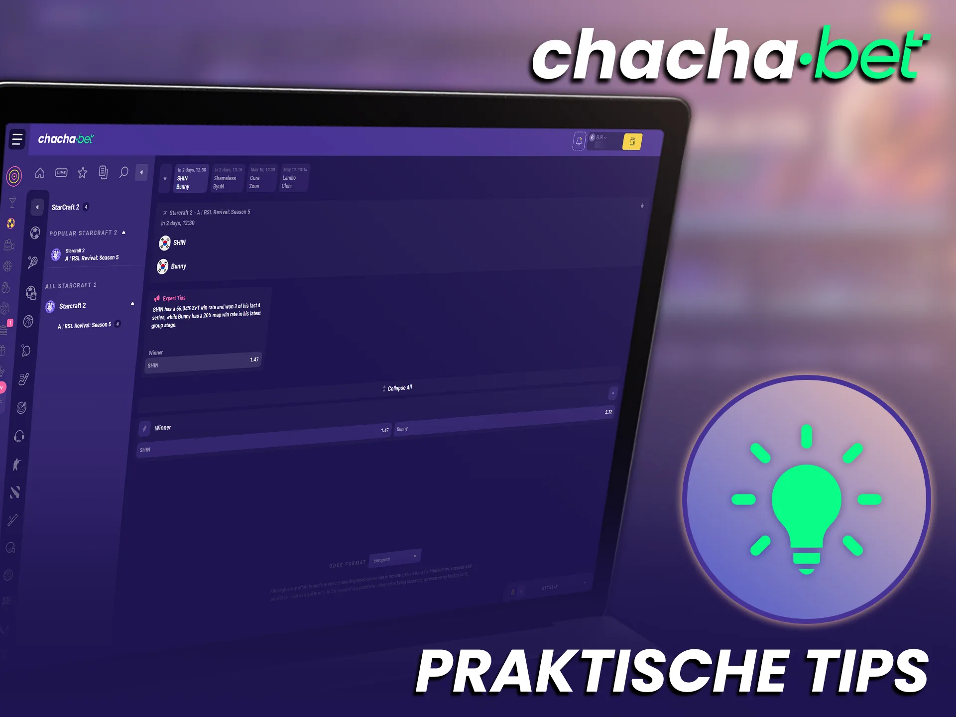 Gebruik professionele strategieën en win vaker met StarCraft II wedden bij ChachaBet.