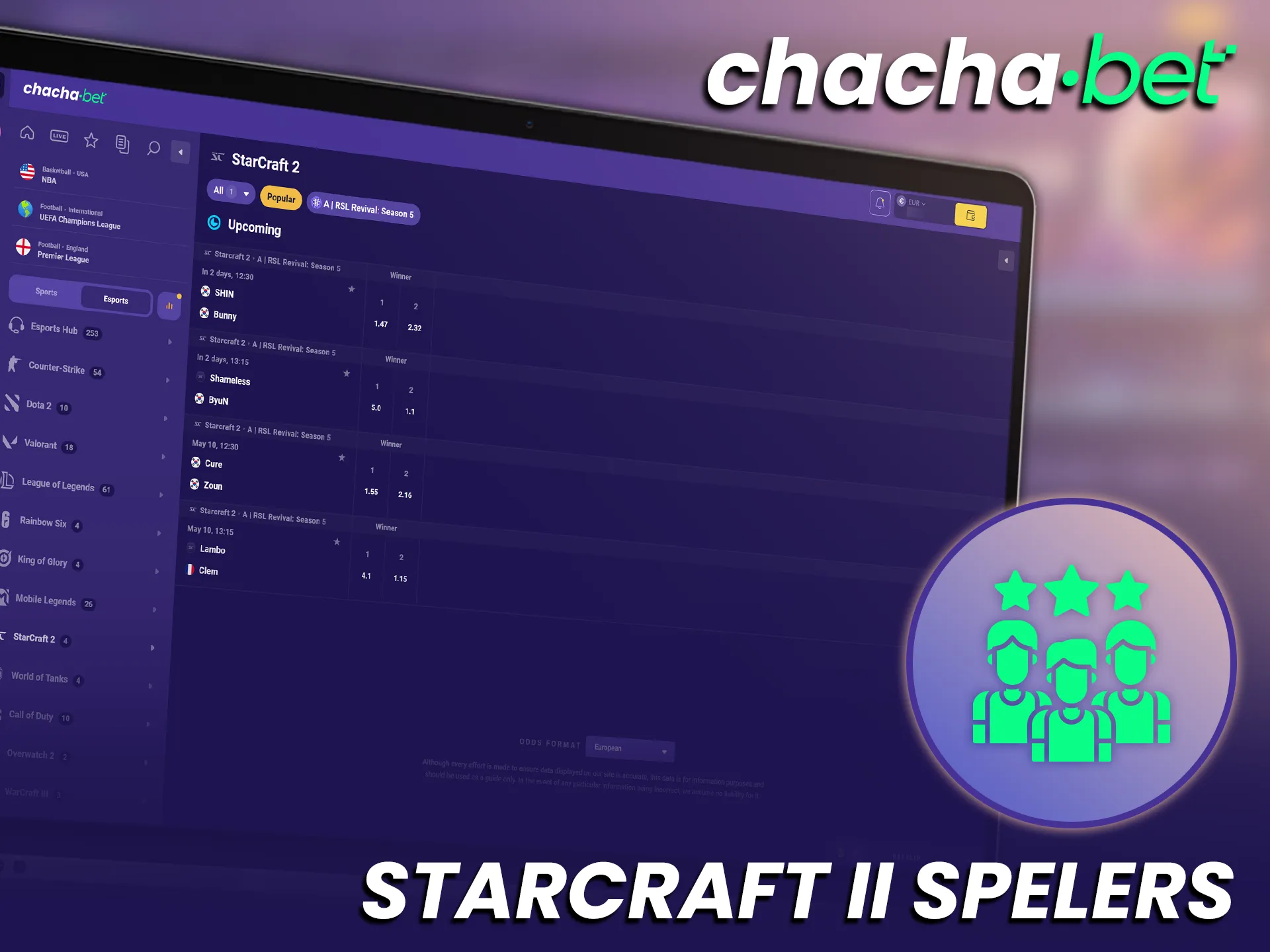 Bekijk de prestaties van top StarCraft II spelers en plaats slimme weddenschappen bij ChachaBet.