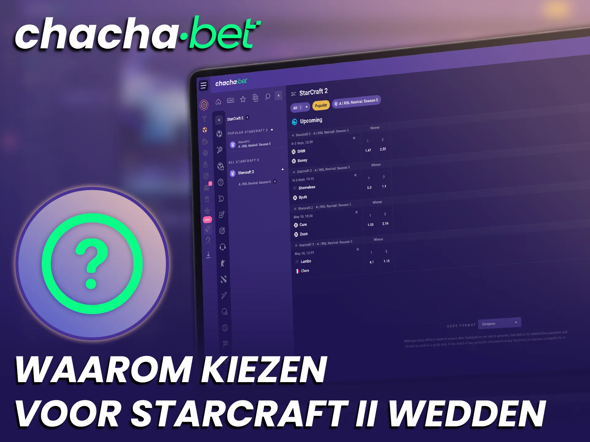 Ervaar de beste voordelen en kies voor StarCraft II wedden bij ChachaBet Nederland.